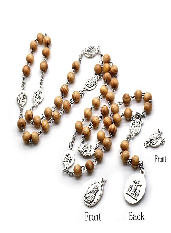 CACALOSS Seven Sorrows of Mary Rosary Chaplet Bitter Rosary Necklace Coffee Colored Wood Beads With A Cross Beads (Wood color) - Image 2